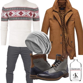 Outfit mit Braun Overall/Wintermantel/Winter Parka Lavnis "Freizeit Outfit"