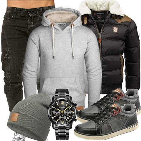 Grau Hut/Winter Parka Occulto kombinieren