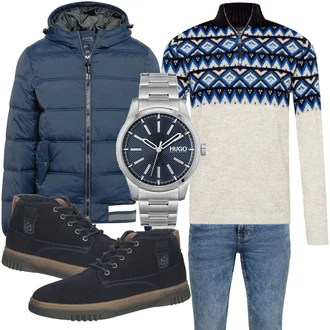 Outfit mit Grau Strickjacke Only & Sons "Freizeit Outfit"