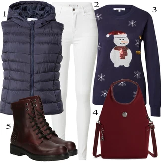 Outfit s Černá Šněrovací Bota/Šněrovací Kotníková Bota/Nízká bota na podpatku Dockers by Gerli "Ulice Styl Outfit"