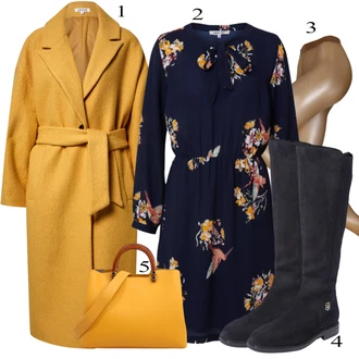 Outfit s Tmavě modrá Košilové šaty/Halenkové Šaty/Šaty S Potiskem/Šaty S Kosticí/Šaty na Podzim/Pouzdrové Šaty S Dlouhým Rukávem/Tunikové šaty/Zimní šaty s dlouhým rukávem About You "Elegantní business outfit"