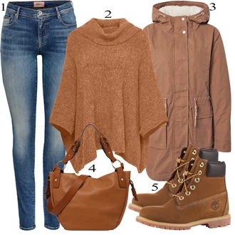 Outfit s Hnědá Pončo & Kimono Only "Zimní look"
