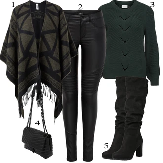 Outfit s Černá Pončo JdY "Elegantní vzhled"