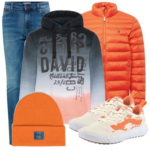 Orange Hut Herschel kombinieren