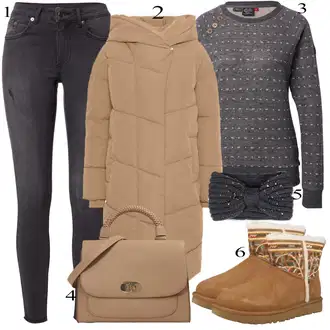 Outfity na zimu s Hnědá Taška Přes Rameno ESPRIT "Ulice Styl Outfit"