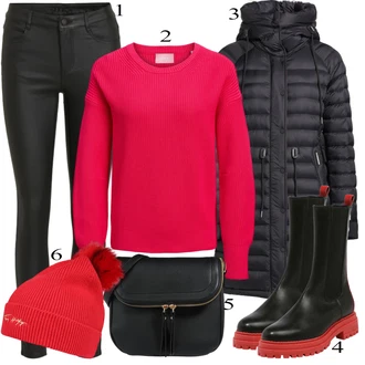 Outfit s Červená Klobouk Tommy Hilfiger "Ulice Styl Outfit"