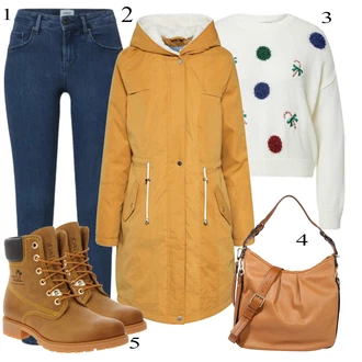 Lehké Outfit s Hnědá/Béžová/Žlutá Šněrovací Kotníková Bota/Nepromokavá kozačka/Kožená bunda/Bezpečnostní bota/Klasická kozačka/Trekingová Bota/Bojová Bota Panama Jack "Ulice Styl Outfit"