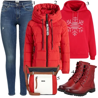 Outfit s Červená Mikina S.Oliver "Ulice Styl Outfit"