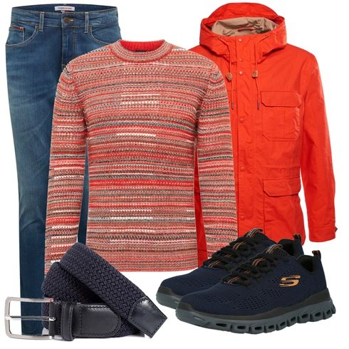 Rot/Grau Sommerjacke Superdry kombinieren