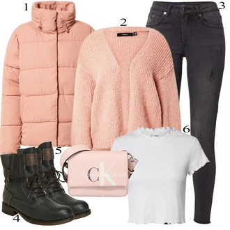 Krátká Outfit s Bílá/Mátově zelená/Hnědá/Fialová Zkrácený Top/Krajkový Top/Krátký Top/Krátký top About You "Ulice Styl Outfit"