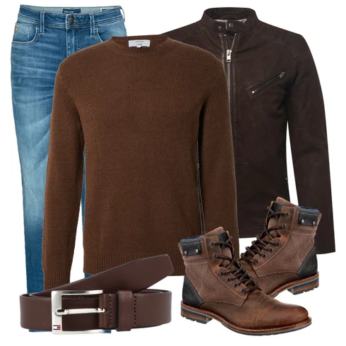 Türkis Jeans Blend kombinieren mit Schwarz Lederjacke Jack & Jones