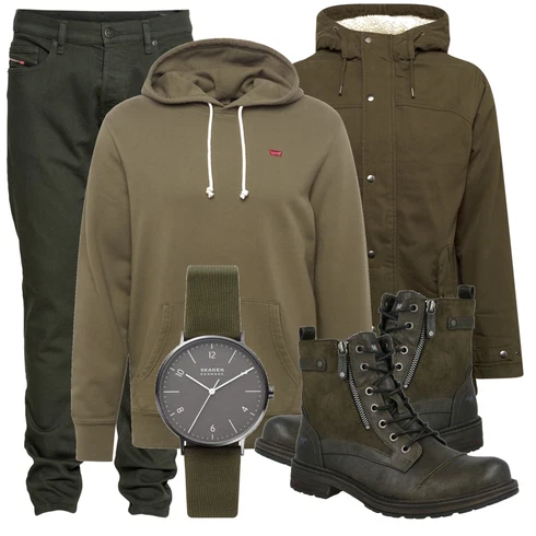 Schwarz WinterJacke Jack & Jones kombinieren