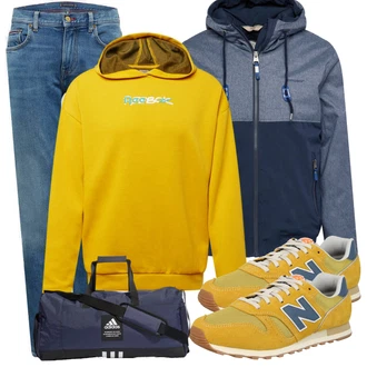 Outfit mit Gelb Sneaker/Leder Sneaker New Balance "Praktischer Look"