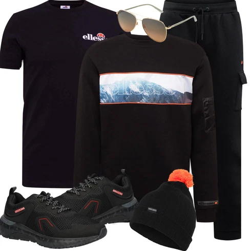 Schwarz/Lila T-Shirt Ellesse kombinieren mit Schwarz Hoodie Sweatshirt Ellesse