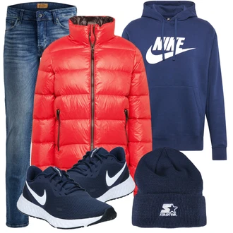 Outfit mit Rot WinterJacke Superdry "Praktischer Look"