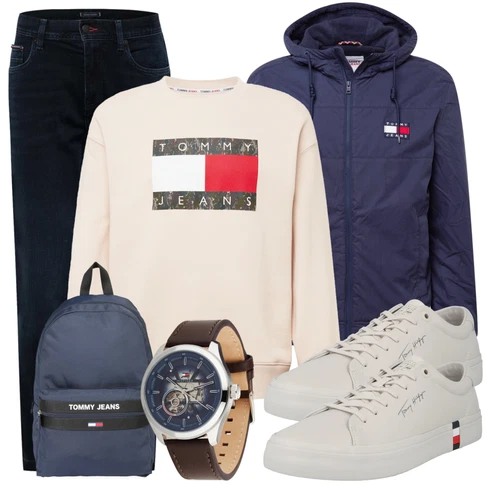 Rosa/Beige/Blau Sweatshirt Tommy Jeans kombinieren