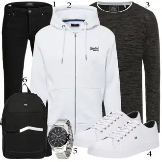 outfit mit Siva/Bela Superga Tommy Hilfiger "Praktičen videz"