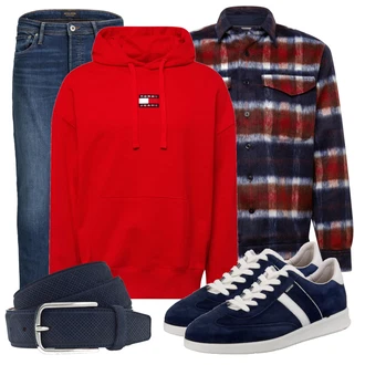 Outfit mit Blau/Grau Sneaker/Leder Sneaker Lloyd "Super für die Freizeit"