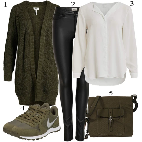 Kombinace Šedá/Hnědá/Béžová/Bílá/Krémová/Khaki Halenkové Body/Blůza s knoflíčkem/Halenka se Stojatým Límcem/Dlouhá Halenka/Halenka s Dlouhým Rukávem/Oversize Halenka/Oversize Muselínová Blůza/Slip-on Halenka/Tunikové Tričko Vila