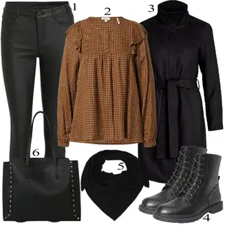 Outfit sa Smeđa/Crvena Bluza S.Oliver "Outfit za zimu"