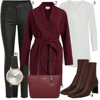 Elegantní Outfit s Šedá/Bílá/Fialová/Krémová Tunikové Tričko/Elegantní Tunika/Klasická tunika/Dlouhá Halenka Vila "Elegantní vzhled"Look: Styl, Babydoll, Kancelář, Příliš oblečený, Nadrozměrné, Univerzitní, Elegantní