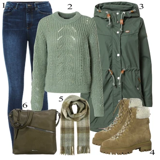 Outfit sa Zeleno Čizmica Tamaris "Trendi zimski outfit"