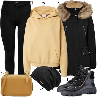 Outfit s Černá/Tmavě modrá Legíny s Podšívkou/Teplé Legíny/Kožená bunda/Neprůhledný Legíny/Sportovní Legína/Formovaná Legína/Bavlněné Legíny/Legíny s Rozparkem/Pletený Legín Only "Ulice Styl Outfit"