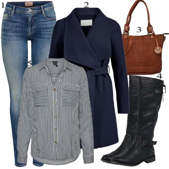 S páskem Dlouhé Outfit s Modrá/Bílá Kožená bunda/High Waist Džínové Kalhoty/Džíny s Rozparkem/Kožené Boty/Slim Fit Džíny/Push up Džín/Džín s Nízkým Pasem/Džíny s Nízkým Sedem Only "Cool outfity na volný čas"