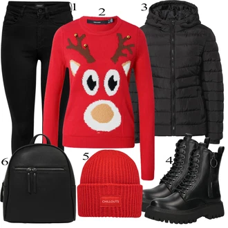 Outfit sa Crna Traper Jakna About You "Zimski look"