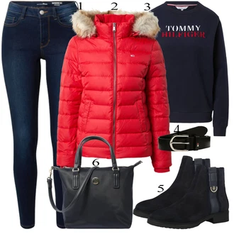 Outfit s Černá Kozačka Tommy Hilfiger "Cool každodenní outfit"