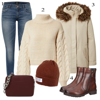 Normální Outfit s Šedá Zimní Bund/Zimní punčochy/Zimní Parka/Zimní tenisky/Zimní čepice/Zimní Kozačka/Zimní Kalhoty/Zimní kotníková bota/Podzimní bunda/Zimní Šaty/Zimní legína/Zimní Pletené Šaty/Zimní Sukně Only "Ulice Styl Outfit"