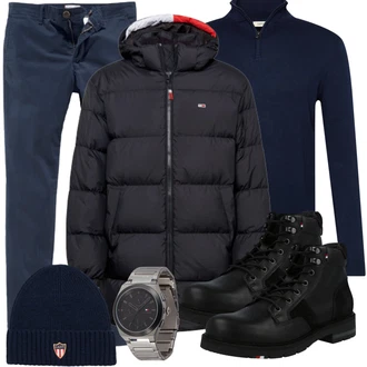 Outfit mit Schwarz Stiefel Tommy Hilfiger "Alltags Outfit"