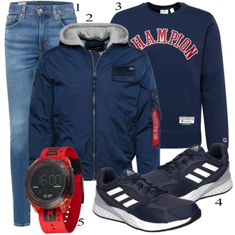 outfit mit Črna/Modra Alpha Industries "Priložnostna oblačila"