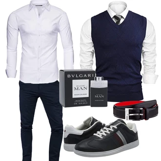 Outfit mit Blau Pullunder iClosam "Alltagsoutfit"