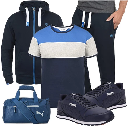 Blau Schuh Puma, Blau Tasche Puma kombinieren
