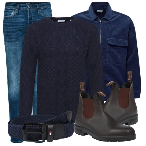 Blau Hose Jack & Jones kombinieren mit Schwarz Sommerjacke Obey