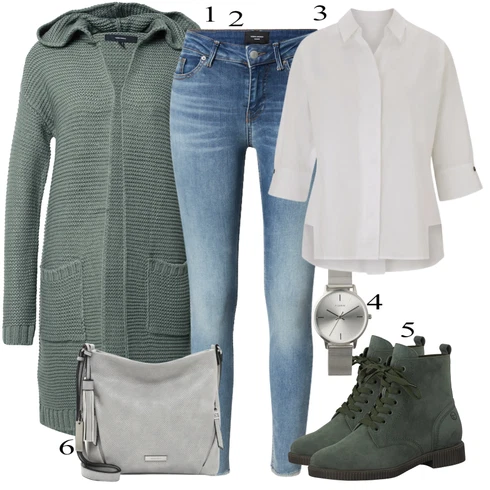 Kombinace Šedá/Bílá/Khaki/Hnědá Halenka S 3/4 Rukávem/Blůza s knoflíčkem/Businessová Halenka/Žehlení odolná blůza/Oversize Halenka/Tunikové Tričko rick cardona by heine