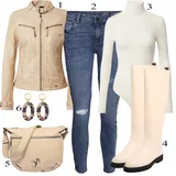 Outfity s kozačkami nad kolena z kůže image