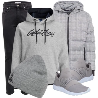 Outfit mit Grau Winterjacke Urban Classics "Cool für die Freizeit"