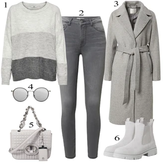 Outfit sa Siva Pletenina JdY "Jedinstveni outfit za slobodno vrijeme"