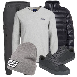 Outfit mit Grau Strickjacke Jack & Jones "Cooles Alltagsoutfit"