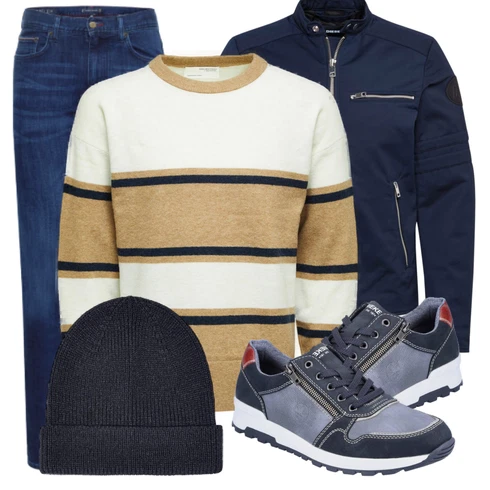 Grau Sneaker/Leder Sneaker Rieker kombinieren