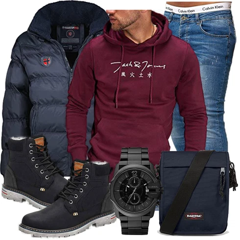 Blau Trachtenmode/Winter Parka Putu kombinieren