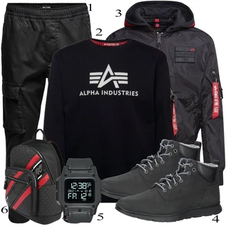 outfit mit Črna Pletenina Alpha Industries, Črna Alpha Industries "Priložnostna oblačila"