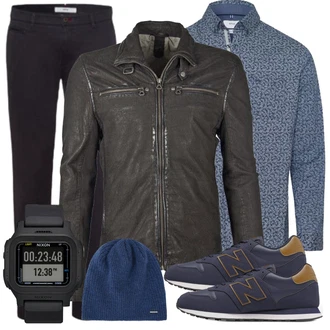 Outfit mit Schwarz Sneaker/Leder Sneaker New Balance "Cooles Outfit"
