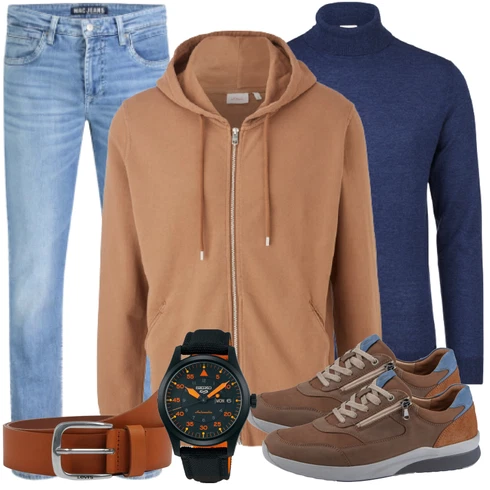 Braun Sweatshirt S.Oliver kombinieren mit Gürtel levi's
