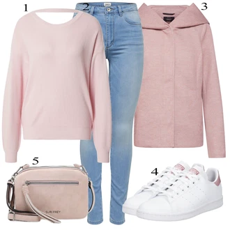 outfit mit Siva/Roza/Bež/Modra Pletenina VERO MODA "Oblačila za pomlad"