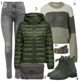 Outfit sa Crna/Zeleno Traper Jakna Only "Savršen za zimu"