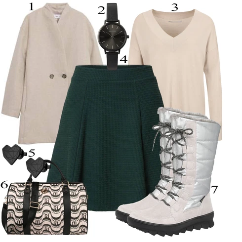 Kombinace Béžová/Šedá Zvonová Kalhoty/Přechodné Bundy/Podzimní bunda Mango