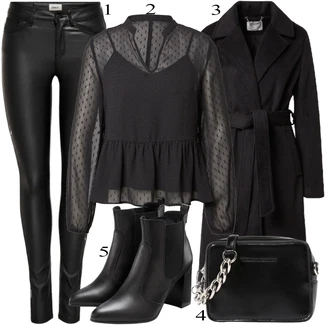 Outfit s Černá Kozačka Chelsea Boty/Kotníková Bota Na Podpatku/Kožená bunda/Vintage Kotníková Bota/Kotníková Bota s Podšívkou/Kožená kotníková bota/Špičatá Kozačka/Letní kotníková Kozačka Lascana "Praktický vzhled"